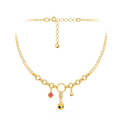 Колье арт. ПАНДЦК 28-19-26-Ж, Золото 585