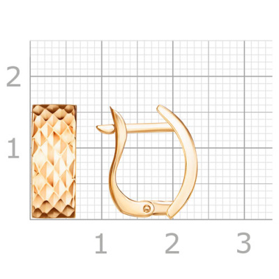 Золотые серьги 585 пробы с алмазной гранью, английский замок
