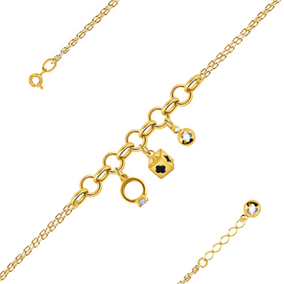 Браслет арт. ПАНДЦБ 5-4-Ж, Золото 585 Без эмали